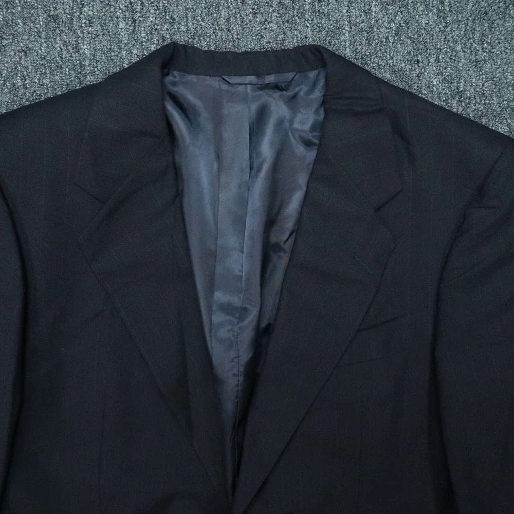 Hickey Freeman Suit Jacket‎ Mens 40R Blue Wool Striped Sport Coat Union Made VTG